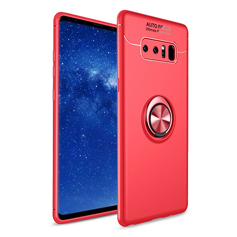 Coque Ultra Fine Silicone Souple Housse Etui avec Support Bague Anneau pour Samsung Galaxy Note 8 Rouge