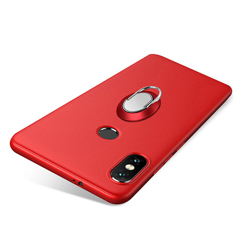 Coque Ultra Fine Silicone Souple Housse Etui avec Support Bague Anneau pour Xiaomi Redmi Note 5 AI Dual Camera Rouge