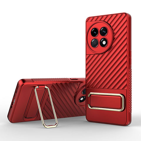 Coque Ultra Fine Silicone Souple Housse Etui avec Support KC1 pour OnePlus Ace 2 Pro 5G Rouge