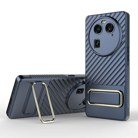 Coque Ultra Fine Silicone Souple Housse Etui avec Support KC1 pour Oppo Find X6 Pro 5G Bleu