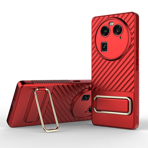 Coque Ultra Fine Silicone Souple Housse Etui avec Support KC1 pour Oppo Find X6 Pro 5G Rouge