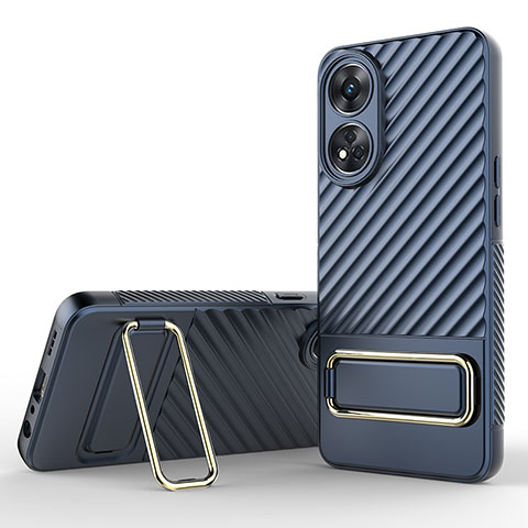 Coque Ultra Fine Silicone Souple Housse Etui avec Support KC1 pour Oppo Reno8 T 4G Bleu