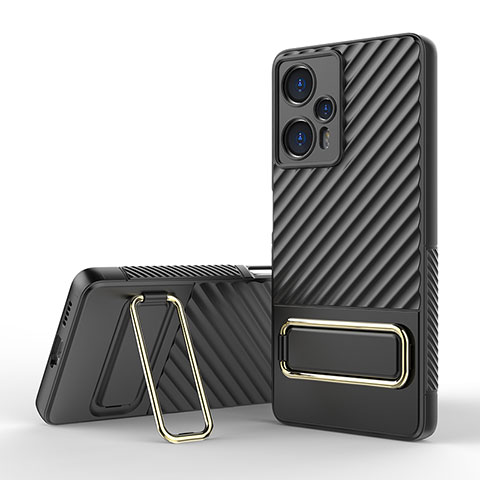 Coque Ultra Fine Silicone Souple Housse Etui avec Support KC1 pour Xiaomi Poco F5 5G Noir