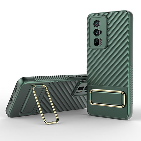 Coque Ultra Fine Silicone Souple Housse Etui avec Support KC1 pour Xiaomi Poco F5 Pro 5G Vert