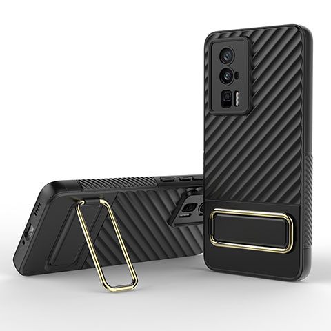 Coque Ultra Fine Silicone Souple Housse Etui avec Support KC1 pour Xiaomi Redmi K60 5G Noir