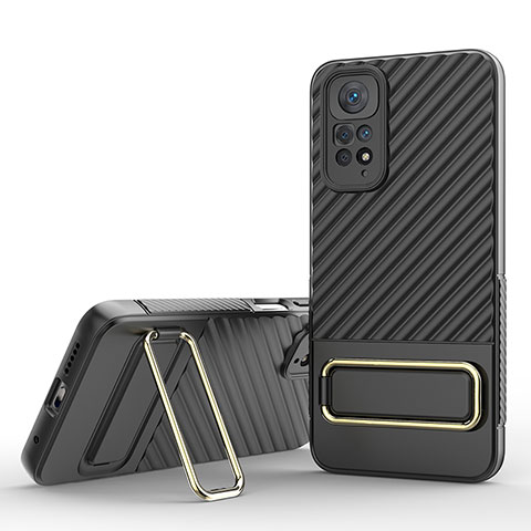 Coque Ultra Fine Silicone Souple Housse Etui avec Support KC1 pour Xiaomi Redmi Note 11 4G (2022) Noir