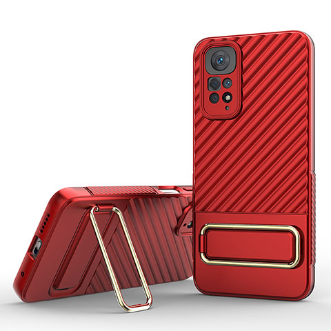 Coque Ultra Fine Silicone Souple Housse Etui avec Support KC1 pour Xiaomi Redmi Note 11 4G (2022) Rouge