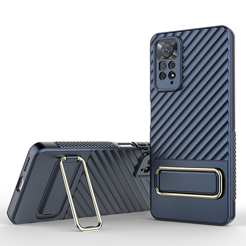 Coque Ultra Fine Silicone Souple Housse Etui avec Support KC1 pour Xiaomi Redmi Note 11 Pro 4G Bleu