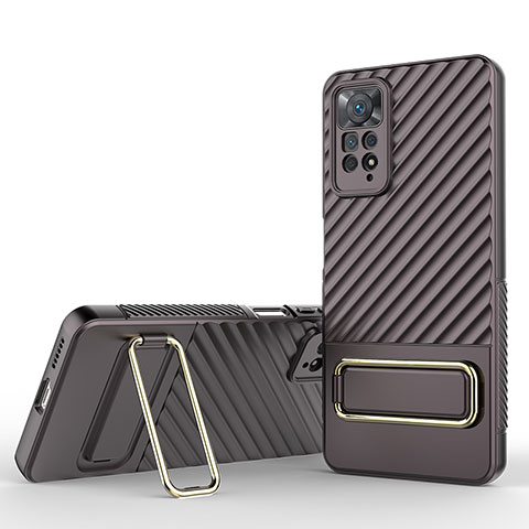 Coque Ultra Fine Silicone Souple Housse Etui avec Support KC1 pour Xiaomi Redmi Note 11 Pro 4G Marron