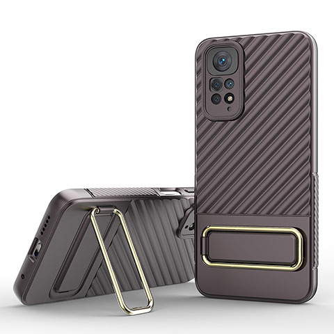 Coque Ultra Fine Silicone Souple Housse Etui avec Support KC1 pour Xiaomi Redmi Note 11S 4G Marron