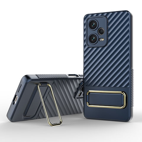 Coque Ultra Fine Silicone Souple Housse Etui avec Support KC1 pour Xiaomi Redmi Note 12 Explorer Bleu