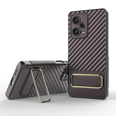 Coque Ultra Fine Silicone Souple Housse Etui avec Support KC1 pour Xiaomi Redmi Note 12 Explorer Marron