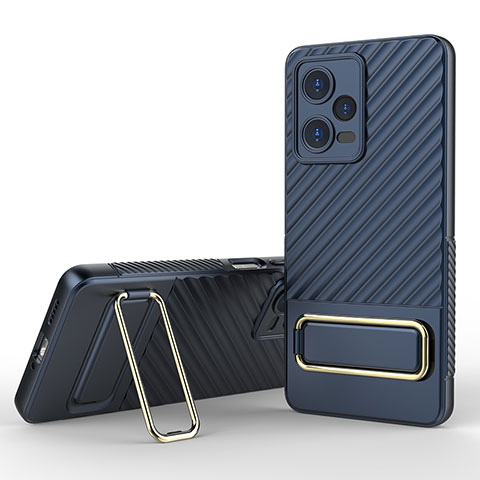 Coque Ultra Fine Silicone Souple Housse Etui avec Support KC1 pour Xiaomi Redmi Note 12 Pro 5G Bleu