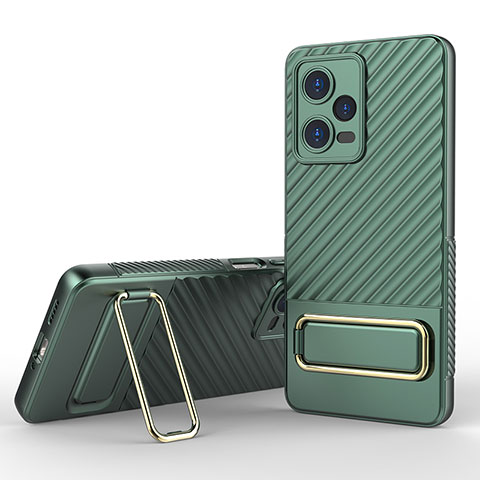 Coque Ultra Fine Silicone Souple Housse Etui avec Support KC1 pour Xiaomi Redmi Note 12 Pro 5G Vert