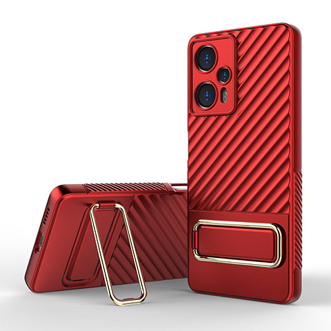 Coque Ultra Fine Silicone Souple Housse Etui avec Support KC1 pour Xiaomi Redmi Note 12 Turbo 5G Rouge