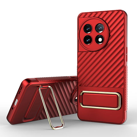 Coque Ultra Fine Silicone Souple Housse Etui avec Support KC2 pour OnePlus 11 5G Rouge