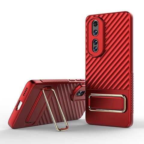 Coque Ultra Fine Silicone Souple Housse Etui avec Support KC3 pour Huawei Honor 80 Pro 5G Rouge