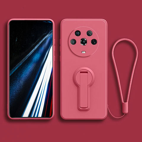 Coque Ultra Fine Silicone Souple Housse Etui avec Support pour Huawei Honor Magic4 5G Rose Rouge