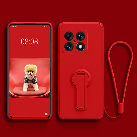 Coque Ultra Fine Silicone Souple Housse Etui avec Support pour OnePlus 10 Pro 5G Rouge