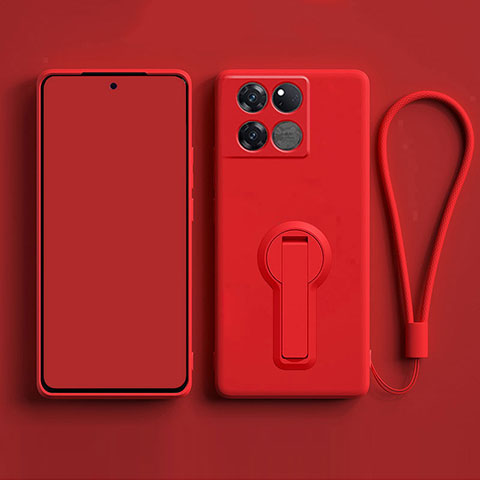 Coque Ultra Fine Silicone Souple Housse Etui avec Support pour OnePlus 10T 5G Rouge