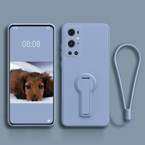 Coque Ultra Fine Silicone Souple Housse Etui avec Support pour OnePlus 9 Pro 5G Gris Lavende