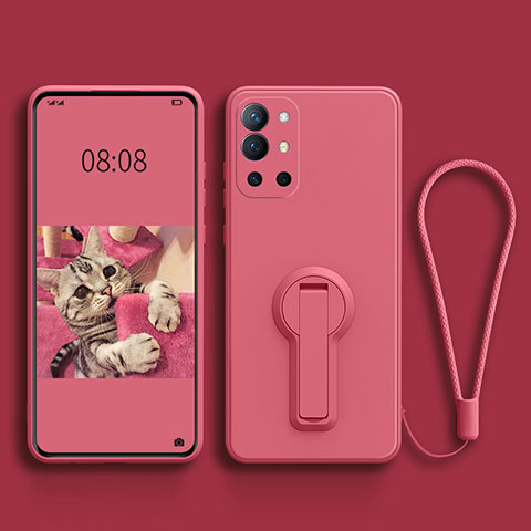 Coque Ultra Fine Silicone Souple Housse Etui avec Support pour OnePlus 9R 5G Rose Rouge