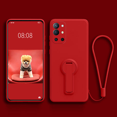 Coque Ultra Fine Silicone Souple Housse Etui avec Support pour OnePlus 9R 5G Rouge