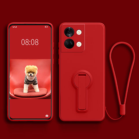 Coque Ultra Fine Silicone Souple Housse Etui avec Support pour OnePlus Ace 2V 5G Rouge