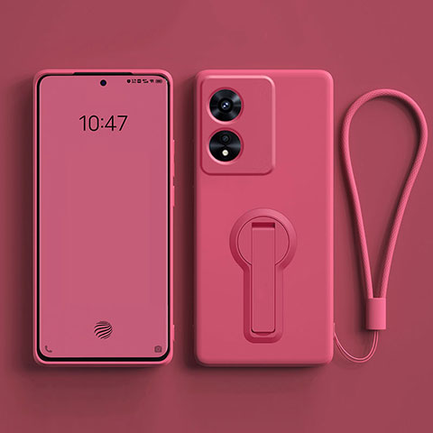 Coque Ultra Fine Silicone Souple Housse Etui avec Support pour Oppo A1 Pro 5G Rose Rouge