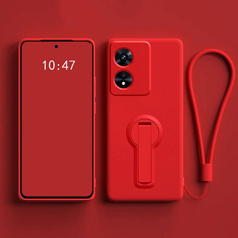 Coque Ultra Fine Silicone Souple Housse Etui avec Support pour Oppo A1x 5G Rouge