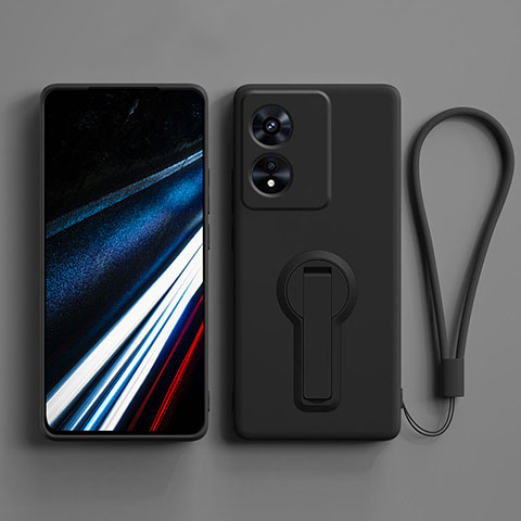 Coque Ultra Fine Silicone Souple Housse Etui avec Support pour Oppo A78 4G Noir