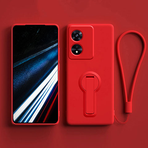 Coque Ultra Fine Silicone Souple Housse Etui avec Support pour Oppo A78 4G Rouge