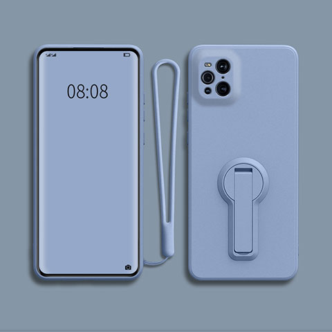 Coque Ultra Fine Silicone Souple Housse Etui avec Support pour Oppo Find X3 5G Gris Lavende