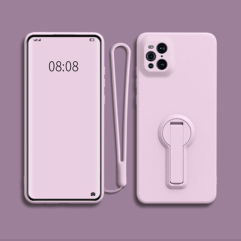 Coque Ultra Fine Silicone Souple Housse Etui avec Support pour Oppo Find X3 5G Violet Clair