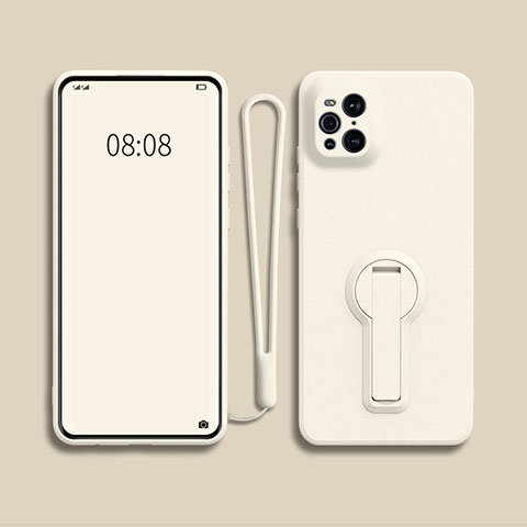 Coque Ultra Fine Silicone Souple Housse Etui avec Support pour Oppo Find X3 Pro 5G Blanc