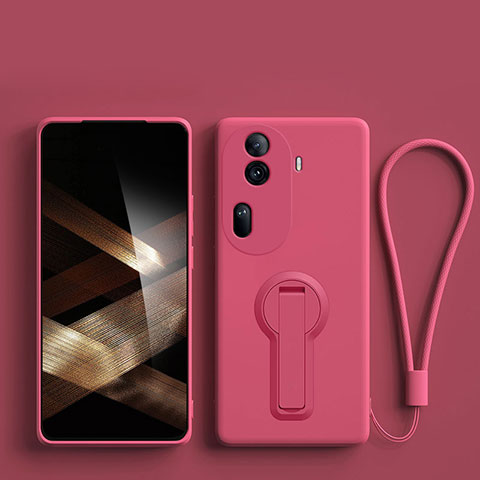 Coque Ultra Fine Silicone Souple Housse Etui avec Support pour Oppo Reno11 Pro 5G Rose Rouge