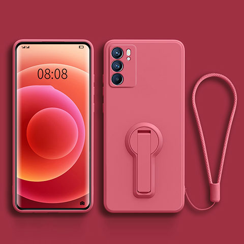 Coque Ultra Fine Silicone Souple Housse Etui avec Support pour Oppo Reno6 Pro 5G India Rose