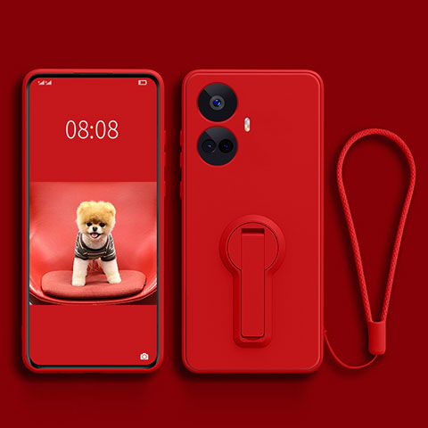 Coque Ultra Fine Silicone Souple Housse Etui avec Support pour Realme 10 Pro+ Plus 5G Rouge