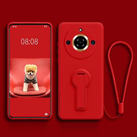 Coque Ultra Fine Silicone Souple Housse Etui avec Support pour Realme 11 Pro+ Plus 5G Rouge