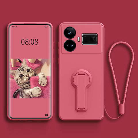 Coque Ultra Fine Silicone Souple Housse Etui avec Support pour Realme GT Neo5 240W 5G Rose Rouge