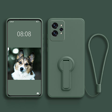 Coque Ultra Fine Silicone Souple Housse Etui avec Support pour Realme GT2 Pro 5G Vert Nuit