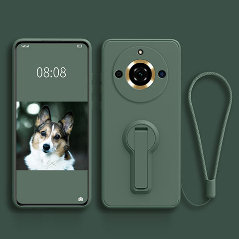 Coque Ultra Fine Silicone Souple Housse Etui avec Support pour Realme Narzo 60 5G Vert Nuit