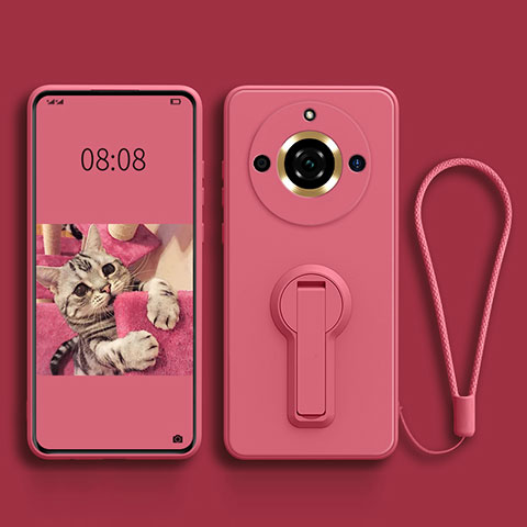 Coque Ultra Fine Silicone Souple Housse Etui avec Support pour Realme Narzo 60 Pro 5G Rose Rouge