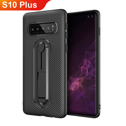 Coque Ultra Fine Silicone Souple Housse Etui avec Support pour Samsung Galaxy S10 Plus Noir