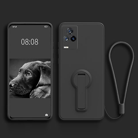 Coque Ultra Fine Silicone Souple Housse Etui avec Support pour Vivo iQOO 7 5G Noir