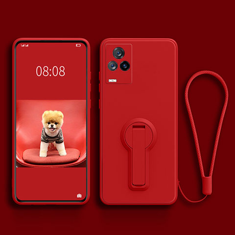 Coque Ultra Fine Silicone Souple Housse Etui avec Support pour Vivo iQOO 7 Legend 5G Rouge