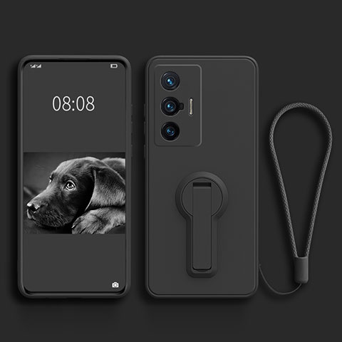 Coque Ultra Fine Silicone Souple Housse Etui avec Support pour Vivo X70 5G Noir