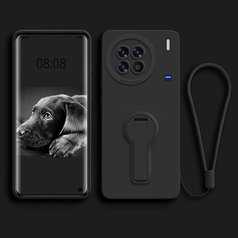 Coque Ultra Fine Silicone Souple Housse Etui avec Support pour Vivo X90 Pro+ Plus 5G Noir