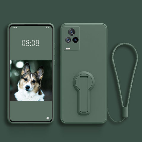 Coque Ultra Fine Silicone Souple Housse Etui avec Support pour Vivo Y73 (2021) Vert Nuit