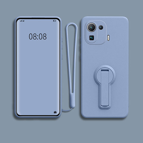 Coque Ultra Fine Silicone Souple Housse Etui avec Support pour Xiaomi Mi 11 Pro 5G Gris Lavende